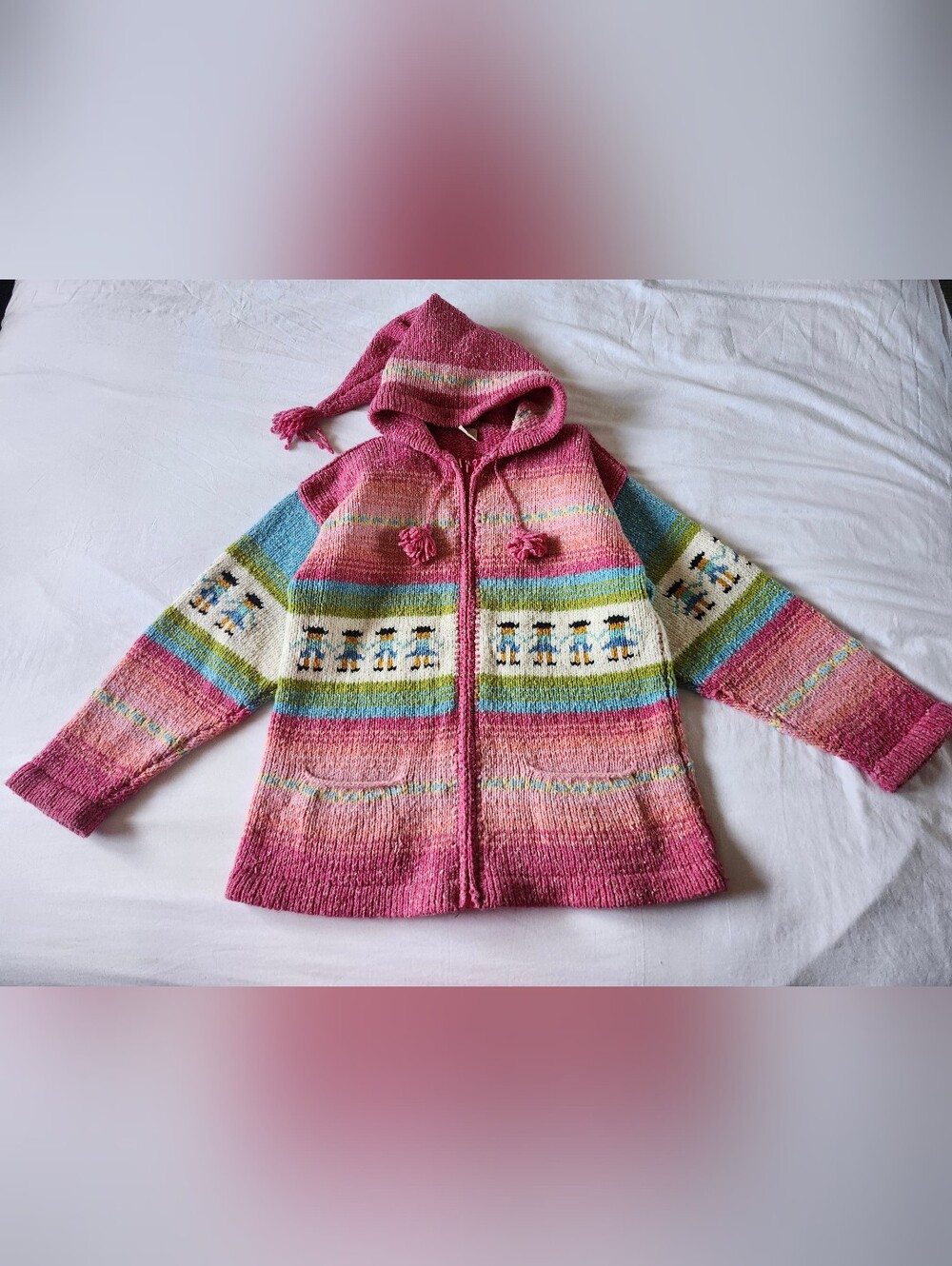 Vintage Peruvian Hooded Zip Sweater - Witchy Cottagecore